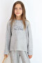 Girl's Pantsuit with Cool Lettering Embroidery, Ages 5-9, Gray Melange - 3