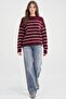 Striped Round Neck Comfortable Knitted Sweater - 2