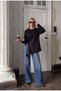 Women's Black W5 Oversized Double Piece Design Shirt Sweatshirt - 4
