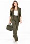 Women's Stylish Stone Detailed Zippered Adjustable Cross Strap Khaki Hand and Shoulder Bag