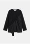 Women's Black W5 Oversized Double Piece Design Shirt Sweatshirt - 5