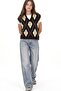 Mixray V-Neck Diamond Patterned Knitwear Vest - 2