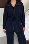 Oversize Zippered Lace-Up Waist Modal Women's Suit 3184 Navy Blue - Special Series - 3