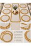 7-Piece Ruffled Runner and American Service Set – Gold Detailed Tableware Set for 6 People - 3