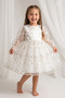 Baby Girl Dress Long Sleeve 3D Floral Buckle Included Vintage Bowknot Birthday Party Wedding Special Occasion Kids Dress - 3
