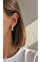 Steel Rose Gold Embedded Row Stone Square Form Haines Earrings -Not Tarnish-