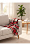 Red Green Plaid Patterned & Soft & Cotton Tassel Sofa Cover & Sofa Shawl & Tv Blanket - 130X170 cm - 5