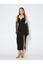 Strappy Sweetheart Neckline Long Dress with Deep Slit Detail - 2