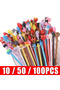 black 50 Pens 10/50/100pcs Cute Ballpoint Pens Smooth Writing Gel Pens with Creative Cartoon Caps fo