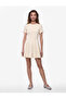 Crew Neck Short Sleeve Floral Textured Voluminous Mini Flared Dress