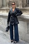 Women's Black Belted Faux Leather Trench Coat