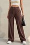 Brown Diver/Scuba Fabric Sports Knitted Sweatpants with Pockets and Ties - 6