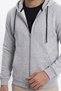 Men's Gray Hooded Jacket Relax Fit Comfortable Cut Cotton 2-Ply Fleece Inside Double Pockets Zippered Cardigan - 2