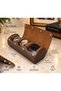 3-Piece Snap Watch and Jewelry Box – Pull up Faux Leather, Handmade Custom Padded Design Coffee Color - 4