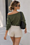 Women's Khaki Off-Shoulder Modal Blouse - 6