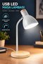 USB Led Desk Lamp Modern Decorative with White Wooden Base, Stylish Flexible Neck Office and Study Lamp