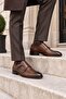 Men's Genuine Leather Neolite Sole Classic Shoes with Double Buckle Detail, Brown - 5