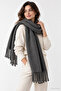 Women's Winter Tassel Scarf |   Soft Textured Thick Shawl - Soft Boucle Scarf - Pasta Model - 4