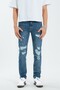 Distressed Street Style Skinny Men's Jean Denim Pants Nf0321Mva - 2
