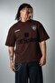 System 19 Velvet Embroidery Brown Oversize Men's Jersey T-Shirt - 2