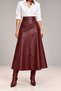 Burgundy Faux Leather High Waist Maxi Skirt