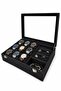 Watch Box 9 Pieces with Jewelry Compartments Alcantara Black
