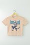 Meowtallica Rock Cat Metallica Cat Guitar Women's T-Shirt Baby Tee Beige Color Crop T-Shirt