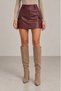 Burgundy Cargo Pocket Pack Faux Leather High Waist Bodycon Mini Skirt - 3