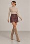Burgundy Cargo Pocket Pack Faux Leather High Waist Bodycon Mini Skirt - 2
