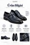 Men's Genuine Leather Neolite Sole Single Buckle Detailed Classic Shoes Navy Blue - 6
