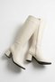 Karmen Beige Leather (6cm) Heeled Side Zipper Daily Use Boots - 6