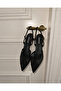 Kathryn Genuine Leather Lined Pointed Toe Mid-Heeled Mesh Open-Back Women's Shoes - 2