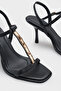 Nikkie Flat Toe Metal Single Strap Mid Heel Ankle Strap Women's Shoes - 6