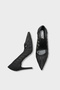 Micheline Genuine Leather Lined Pointed Toe Medium Heel Mesh Satin Women's Shoes - 4