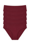 Women's Bikini Panties Burgundy Laser Cut Seamless Set of 5 - Normal Waist, Thin Side, No Trace - 6