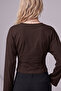 Brown V-Neck Bat Sleeve 97% Cotton T-Shirt - 3