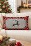 New Year's Themed Velvet Throw Pillow Case with Deer Pattern 35X55 cm - Decorative Pillow Case