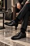Men's Genuine Leather Neolite Sole Single Buckle Detailed Classic Shoes Black - 4