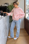 Oversize Soft Textured Crew Neck Women's Sweater - 3