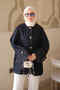 Navy Blue Pocketed Button Oversized Jacket - 4