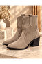 Women's Mink Suede Western Cowboy Ankle Short Boots - 2