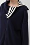 Women's Collar Stripe Detailed Trouser Suit - 14292Tks Navy Blue - 3