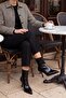 Women's Heeled Boots Pointed Toe Goblet Heel Back Zipper Casual Classic Boots Monos Black Croco - 2