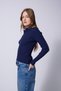 Polo Collar Zippered Terry Knit Sweater Navy Blue - 3