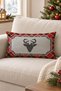 New Year's Themed Velvet Throw Pillow Case with Deer Pattern 35X55 cm - Decorative Pillow Case - 4
