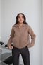Dark Beige Alvaro Wool Blend Zippered Cardigan