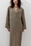 Linen Binding Detail Dress Khaki - 4