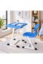 Blue and White Study Desk Set with Comfortable Chair