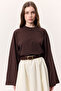 Long Sleeve Short Tshirt Dark Brown - 4