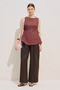 Linen Sleeveless Blouse with Tie-Up Detail Copper - 3